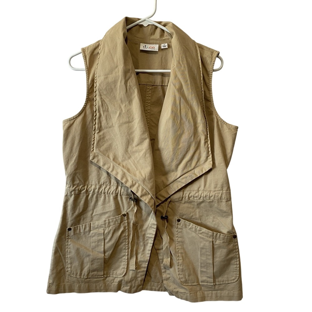 D&Co Women's M Khaki‎ Military Sleeveless Cargo Cotton Blend